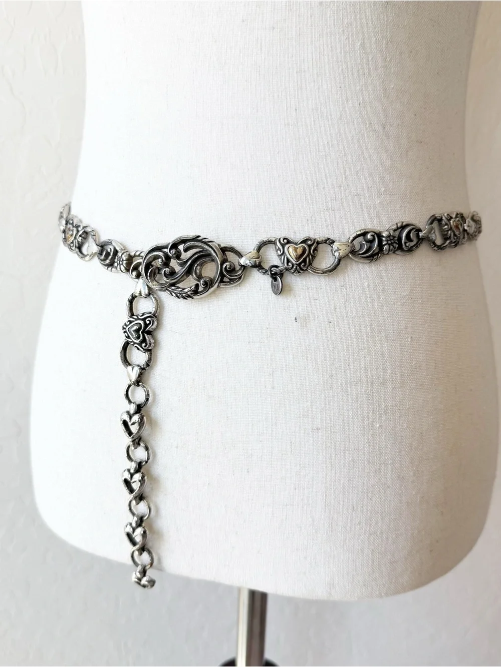 Vintage Brighton Silvertone Heart Belt Metal Chain